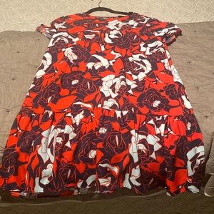 Red navy floral dress